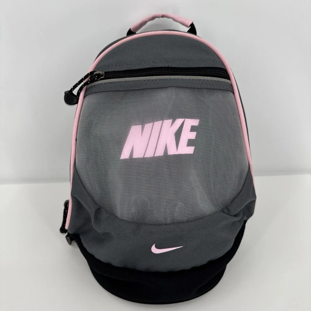 Vintage 90s Nike Backpack Mini Bag Gray Pink Logo Sports Casual Y2K Girlhood